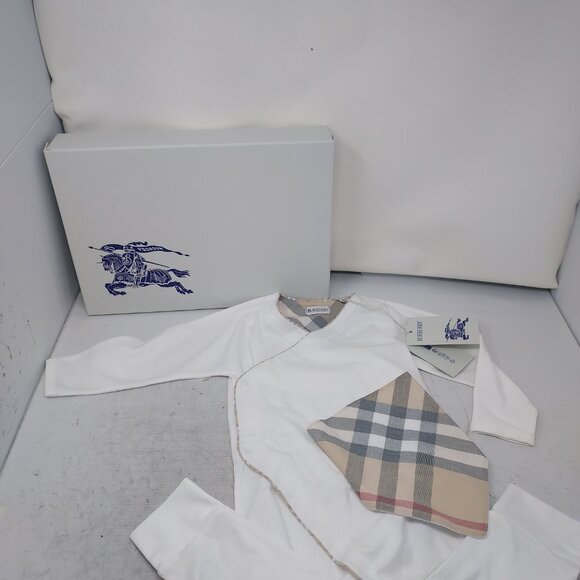 Burberry White Baby Check Bodysuit Bib Box - Picture 8 of 11